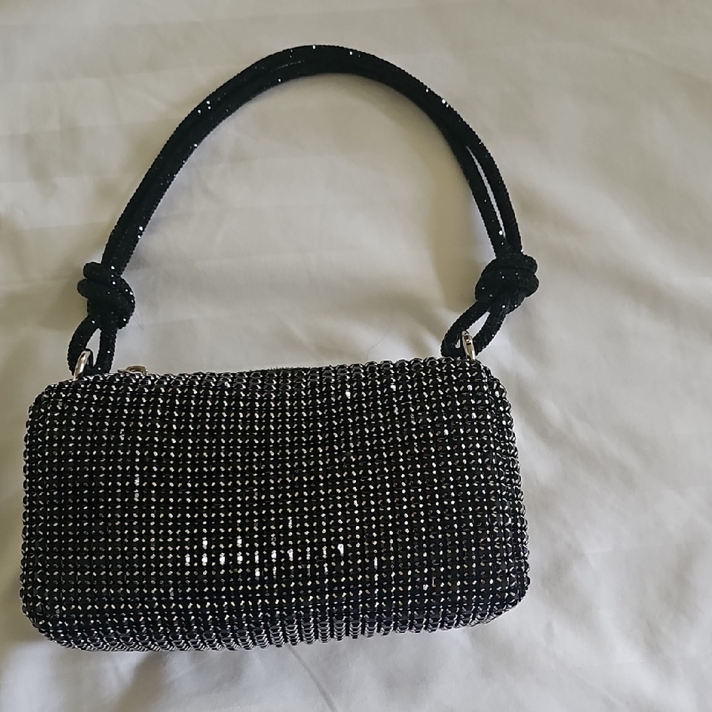 Black Beaded Bag Elegant Women's - Picture 1 of 7